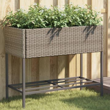 vidaXL Plantenbakken met schap 2 st 90x40x75 poly rattan, Verzenden, Nieuw