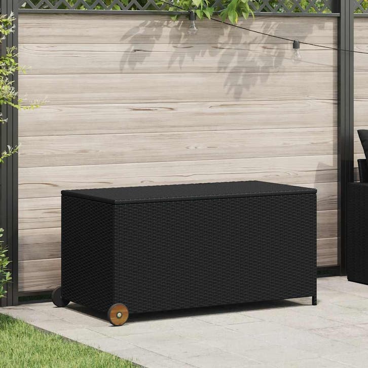 vidaXL Tuinbox 120x65x61 cm poly rattan zwart, Tuin en Terras, Bergingen en Tuinkasten, Nieuw, Verzenden