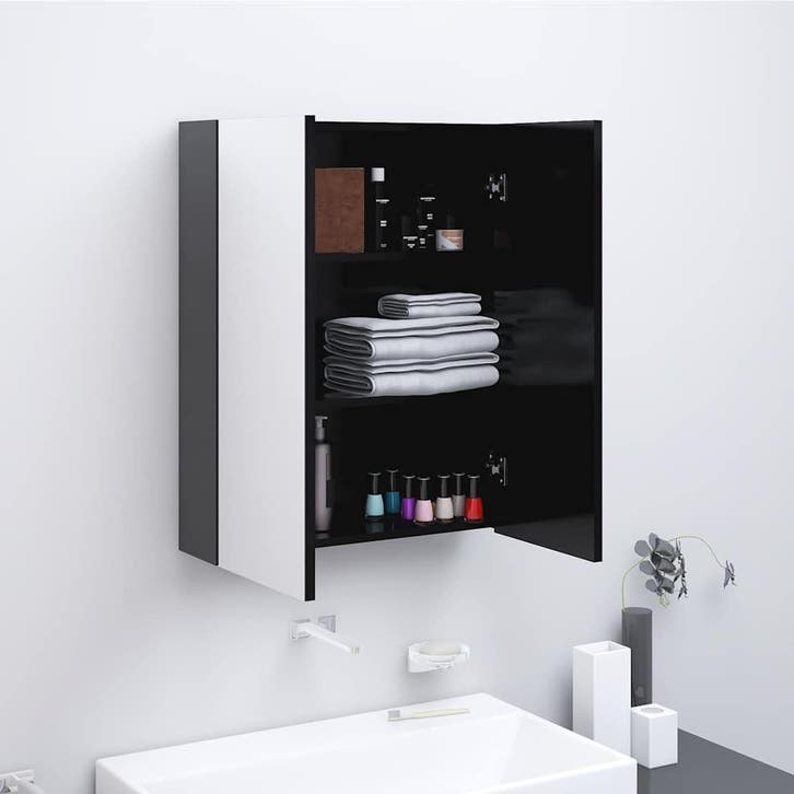 vidaXL Badkamerkast met spiegel 60x15x75 cm MDF, Maison & Meubles, Tables | Coiffeuses, Envoi