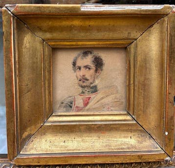 Franse school (XIX) - Portrait d’homme miniature (Vendu sans, Antiquités & Art