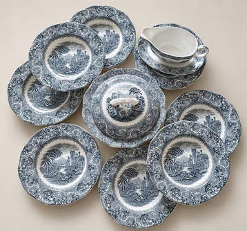 Wedgwood - Eetservies (10) - River Scene; Rare Vintage Enoch, Antiek en Kunst