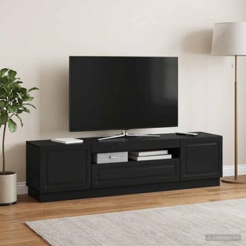 vidaXL LED tv-meubel Zwart Bewerkt hout, Verzenden