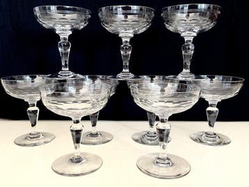 Prachtige Antieke kristallen Champagnecoupes - Verre à, Antiek en Kunst