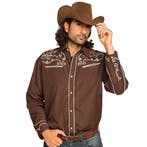 Cowboy Shirt Heren Bruin, Verzenden