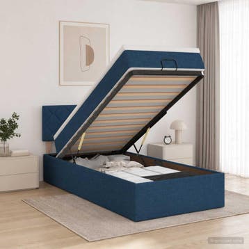 vidaXL Ottoman bed met matras met hoofdeinde Blauw 90 x 200, Maison & Meubles, Chambre à coucher | Lits, Verzenden