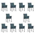Set van 10 Leren eetkamerstoelen Comfort met wieltjes en, Ophalen of Verzenden, Nieuw, Leer, Eén