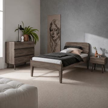 Van Schaik Nordic Mokka Houten Bed 1-Persoons - 120 x 200, Huis en Inrichting, Nieuw