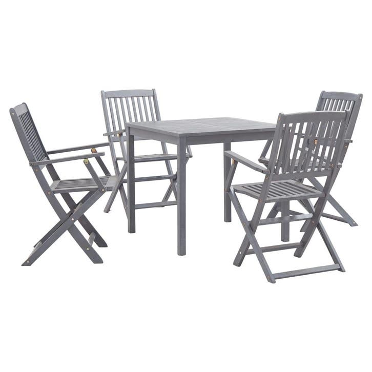 vidaXL 5-delige Tuinset massief acaciahout grijs, Tuin en Terras, Tuinsets en Loungesets, Tuinset, Nieuw, Verzenden