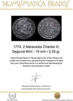 Spanje. Carlos III. 2 Maravedís 1774, Segovia Mint (Zonder
