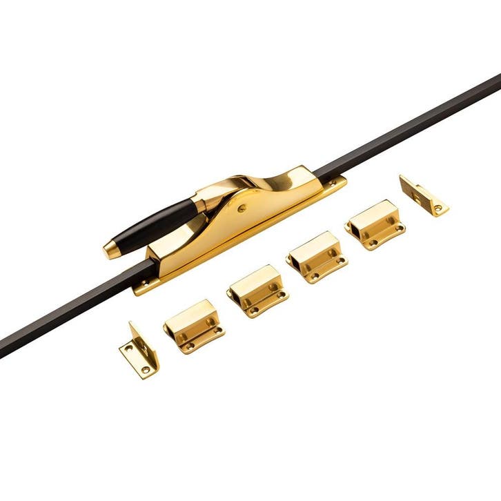 Pomp espagnolet Klassiek messing gelakt met stangenset 2x..., Doe-het-zelf en Bouw, Hang- en Sluitwerk, Overige typen, Nieuw, Koper of Messing