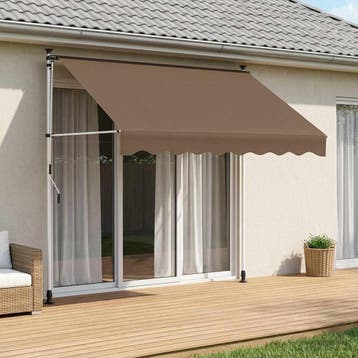 vidaXL Handmatig uitschuifbare luifel Taupe 200 cm, Verzenden