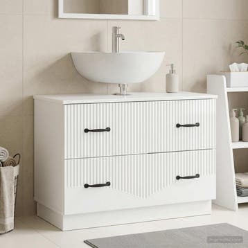 vidaXL Wastafel kabinet voor de badkamer HOORN Hoogglans Wit, Verzenden