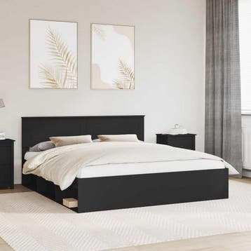 vidaXL Bedframe met hoofdeinde Zwart 200 x 200 cm Bewerkt, Verzenden, Nieuw