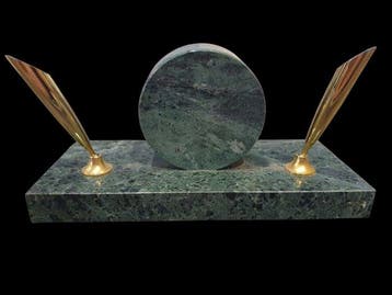 Bureauset - Marmer, Messing, Verguld, Antiek en Kunst, Curiosa en Brocante