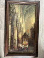 Ernest Charles louis Faut (1879-1961) - Kerk interieur, Antiek en Kunst