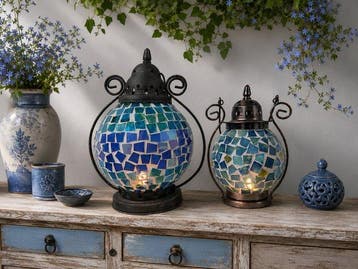 Lamp (2) - Glas, Metaal - Glazen lampen