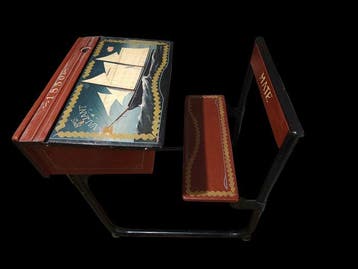 Hand-Painted Folk Art HMS Valiant - Bureau - Hout - Vintage