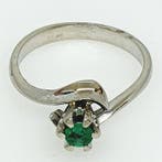 Bague - 18 carats Or blanc - 0.48ct. tw. Émeraude, Bijoux, Sacs & Beauté