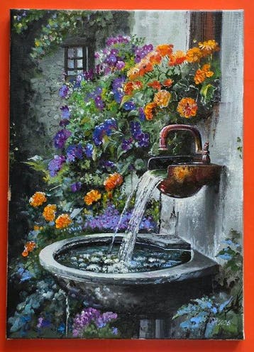 Alexander Nakonechnyi (XX-XXI) - Fiori - La fonte nel