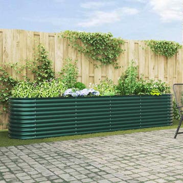 vidaXL Verhoogd bed Groen 400 x 80 x 81 cm Staal, Verzenden