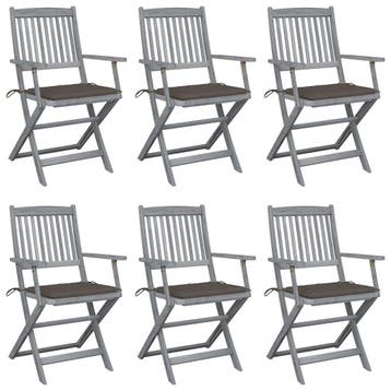 vidaXL Inklapbare stoelen 6 st met kussens massief, Verzenden, Nieuw