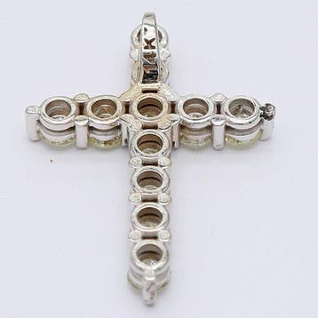 Pendentif en forme de croix - 14 carats Or blanc - 1.02ct.