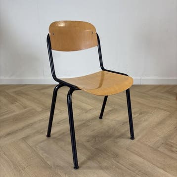 schoolstoel / kantinestoel zithoogte 44 cm, blauw - beuken, Gebruikt, Blauw, Hout, Eén