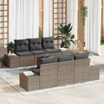 vidaXL Tuinbank Set met kussen met opslag 8 pcs Grijs poly, Verzenden, Nieuw