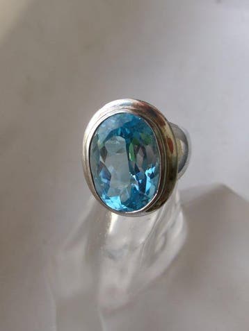 Zilver, Topaas - Ring - Art Deco-stijl