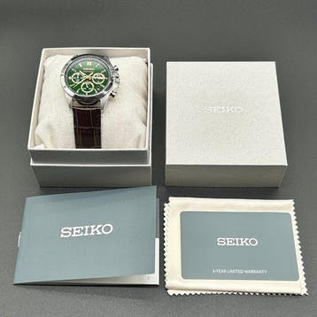 Seiko - Chronograph - Quartz - Green Dial - Zonder
