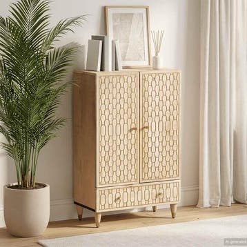 vidaXL Hoge kast 60x33x100 cm massief mangohout, Huis en Inrichting, Verzenden, Nieuw