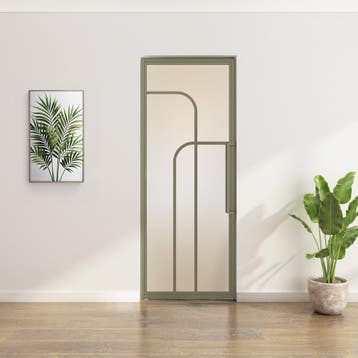 Stalen Taatsdeur - Olijfgroen - 4 Vlaks rond - Matglas, Minder dan 80 cm, Overige typen, Nieuw, Metaal