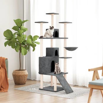vidaXL Kattenmeubel met sisal krabpalen 175 cm donkergrijs, Dieren en Toebehoren, Verzenden, Nieuw