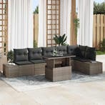 vidaXL Tuinbank Set met kussen met opslag 7 pcs Grijs poly, Verzenden, Nieuw