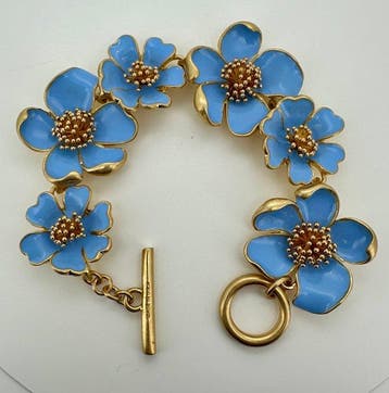 Oscar De La Renta - Scharnierende bloemenarmband in roze, Nieuw