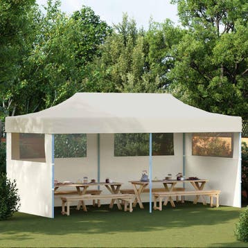 vidaXL Partytent 291 x 580 x 315 cm Crèmekleurig Oxford Stof, Verzenden, Nieuw