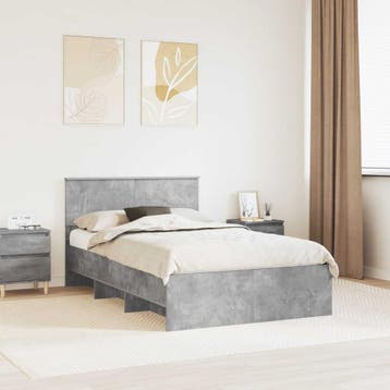 vidaXL Bedframe met hoofdeinde Beton Grijs 137 x 203 cm, Verzenden