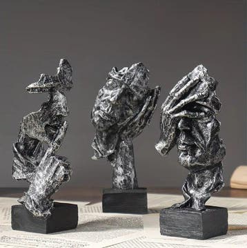 3pcs Thinker Statue, Silence is Golden Decoration Creative