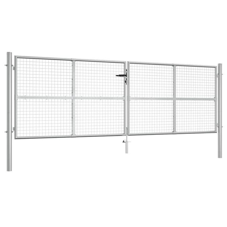 vidaXL Tuinpoort gegalvaniseerd staal 400x125 cm zilver, Tuin en Terras, Tuinpoorten, Nieuw, Verzenden