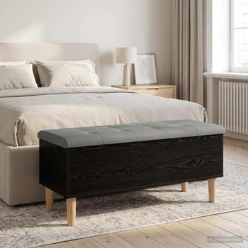 vidaXL Opbergbank met kussen Zwart eiken 102 x 42 x 46 cm, Verzenden