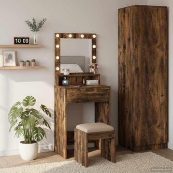 vidaXL Kaptafel Rook Eiken 50 x 41 x 135 cm Bewerkt hout, Verzenden