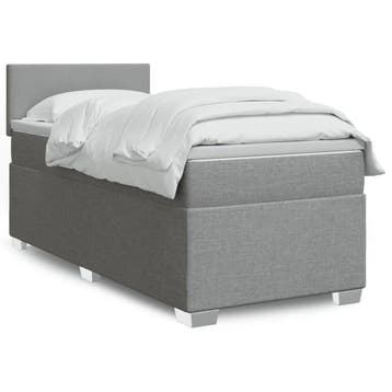 vidaXL Boxspring met matras stof lichtgrijs 90x200 cm, Verzenden, Nieuw