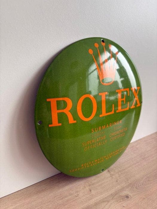 Prachtige geëmailleerde ROLEX-plaat - 30 cm - Emaille plaat, Antiek en Kunst, Antiek | Wandborden en Tegels