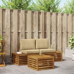 vidaXL Buiten bank set met kussen Natuurlijk en Beige 59 x, Verzenden, Nieuw