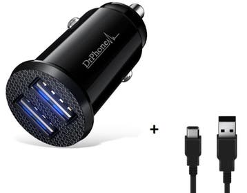 DrPhone Invisible 5V 2.4A 10W Mini Autolader + 1m USB-C, Verzenden