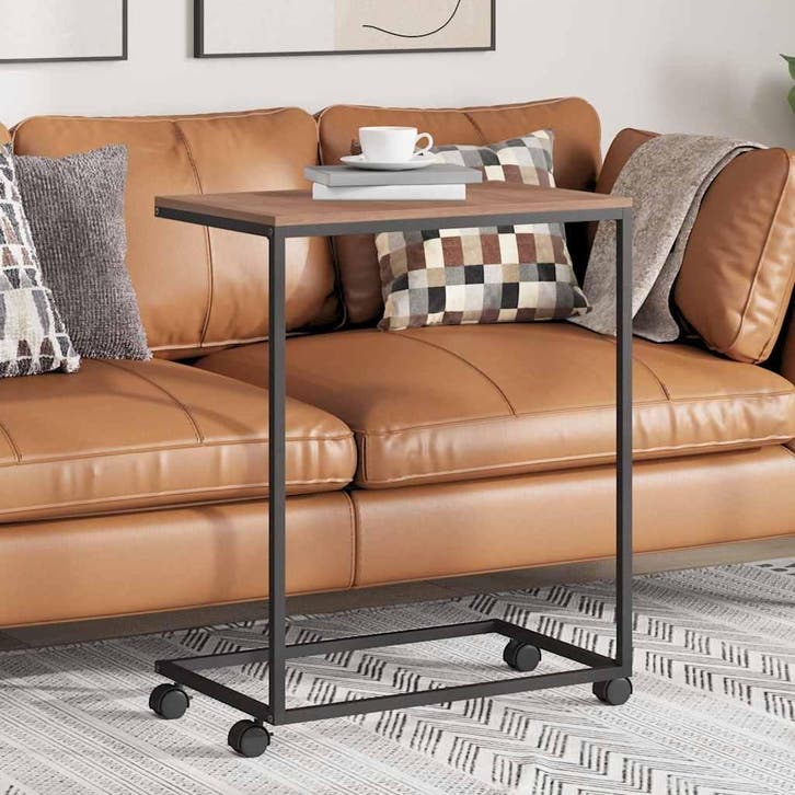 vidaXL Bijzettafel met wieltjes 55x35x70 cm bewerkt hout, Maison & Meubles, Tables | Tables de salon, Envoi