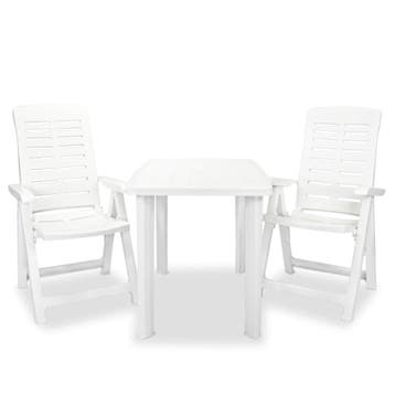 vidaXL 3-delige Bistroset kunststof wit, Verzenden