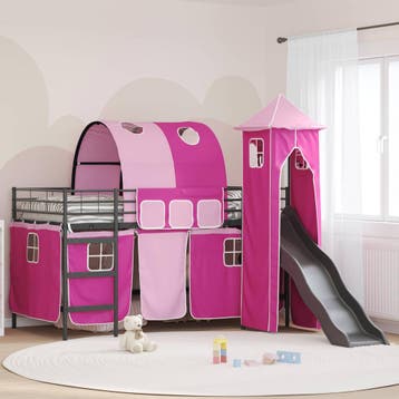 vidaXL Bunkbed voor kinderen Effen Zwart en Roze 80 x 200 cm, Verzenden, Nieuw