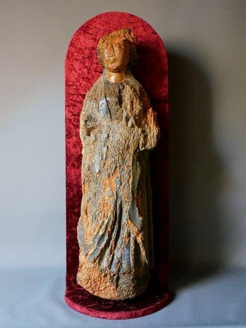 sculptuur, Vrouwelijke Heilige - 16e eeuw - 70 cm - Eik, Antiek en Kunst