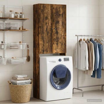 vidaXL Toiletkast EDE Gerookt eiken 66 x 25,5 x 190 cm, Verzenden, Nieuw